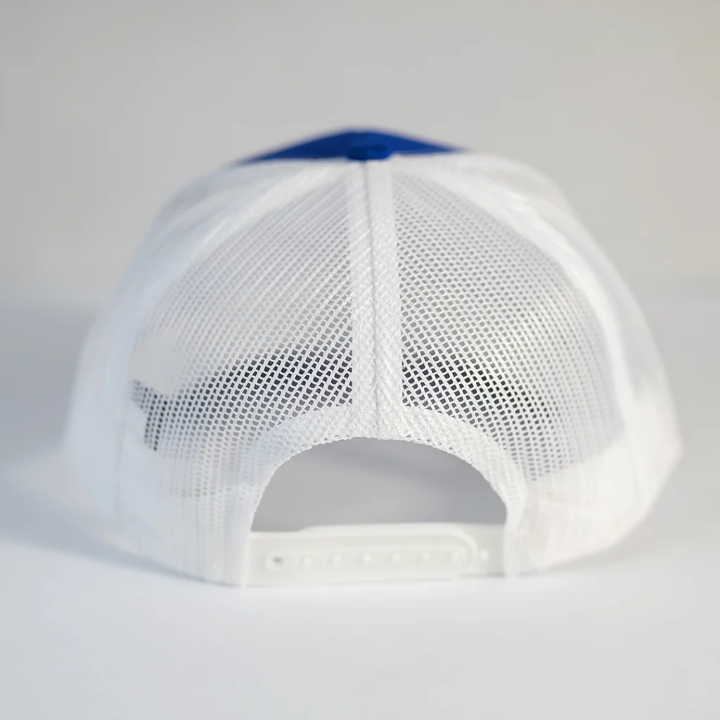 Youth finatic mesh-back trucker hat in patriot blue / white