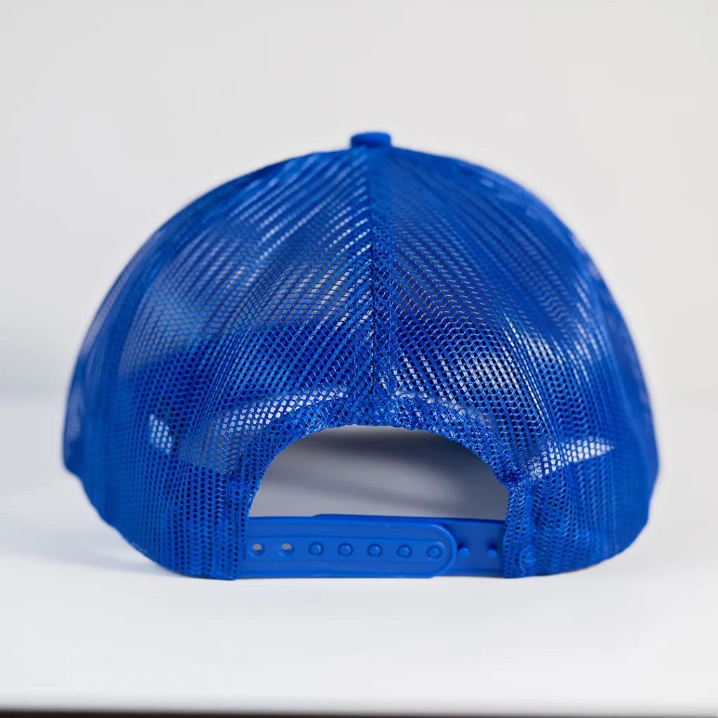 Finatic mesh-back trucker hat in patriot blue