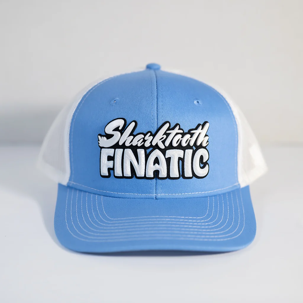 Finatic mesh-back trucker hat in carolina blue/white