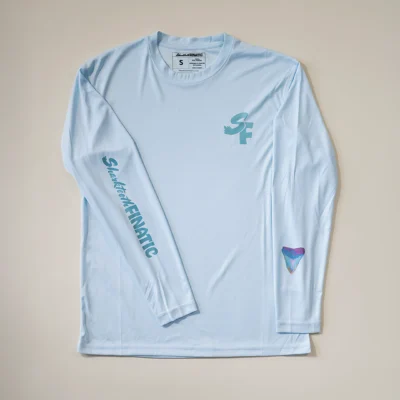 Ice Blue Performance Shirt with Rainbow Meg Design
