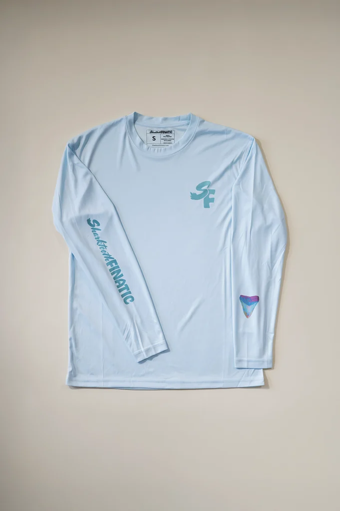 Ice Blue Performance Shirt with Rainbow Meg Design